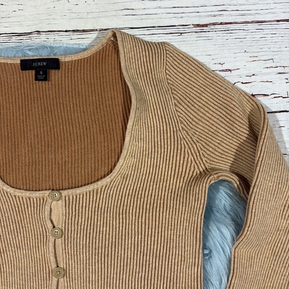 J.CREW Women's Camel Tan Scoopneck Stretch Cardigan Top - Picture 7 of 8